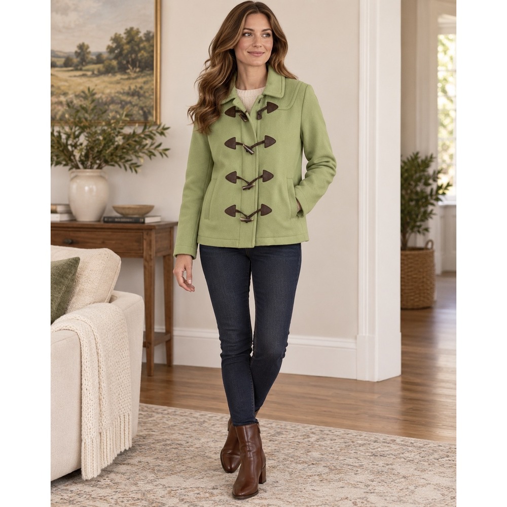 GAP Green Wool Blend Toggle Coat Sz S Duffle Preppy Heritage Fall Jacket